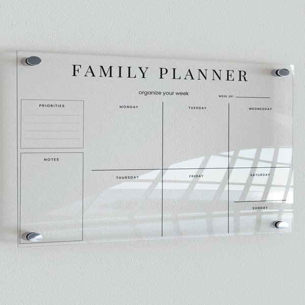 Personalized Acrylic Family Planner | Acrylic Life Planner | Weekly - Monthly Planner | Calendar For Life Planner | Personalized Planner