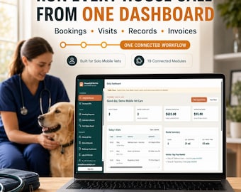 Mobile Veterinary Practice Web App Template: Scheduling, Patient Records, Billing & Inventory