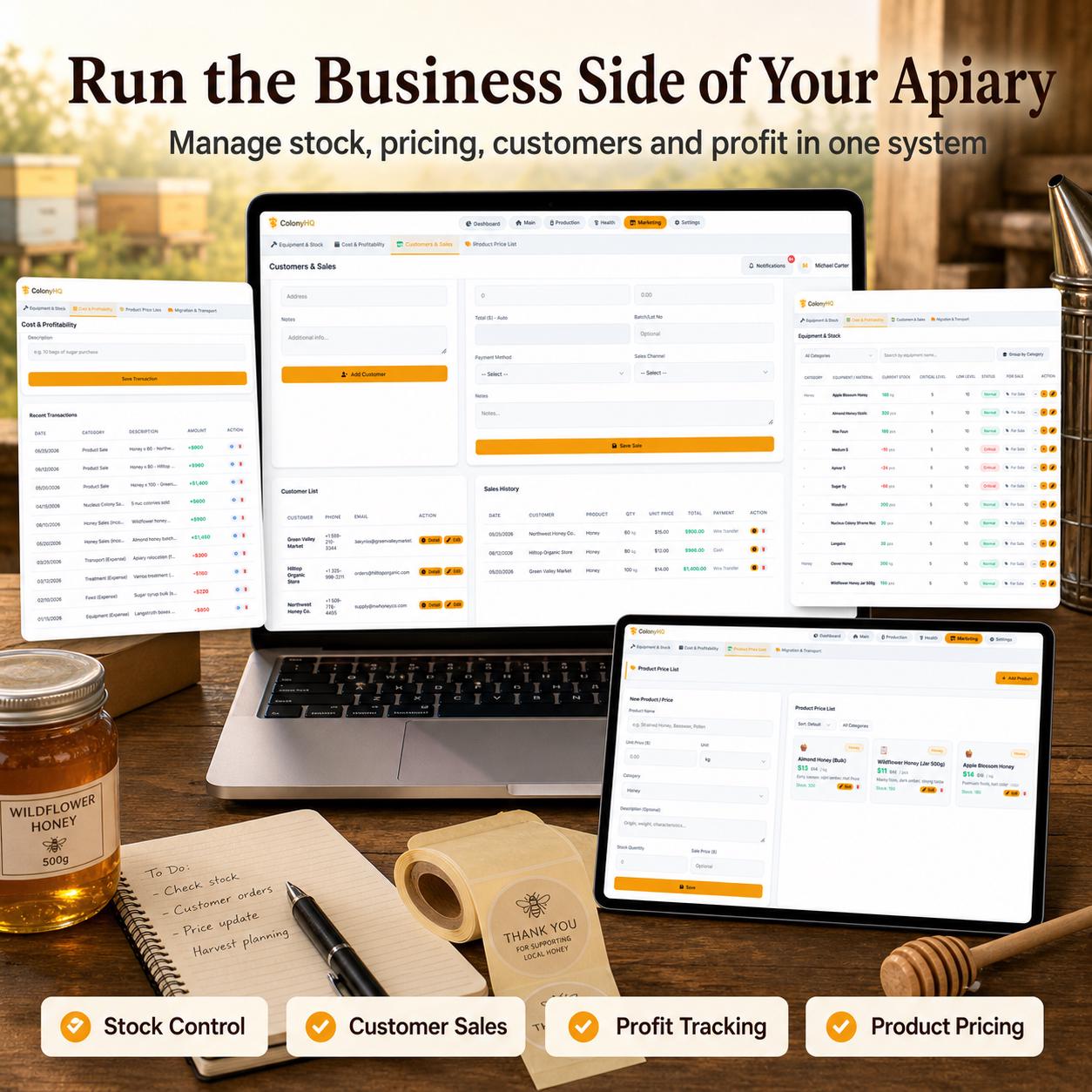 Beekeeping Web App Template: Hive Inspections, Honey Yield & Apiary ...