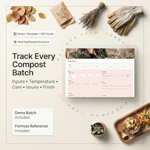 Notion Compost Tracker Template, Garden Journal, Batch Log, Temperature Planner (Digital Download)