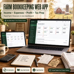 Modèle d’application web Farm Finance Tracker : comptabilité, revenus et dépenses agricoles