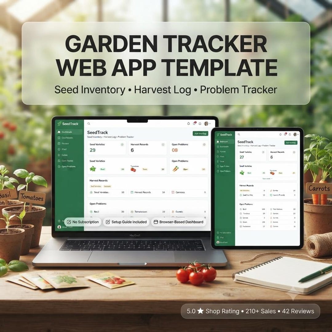 Garden Tracker Web App Template: Seed Inventory & Harvest Log - Etsy