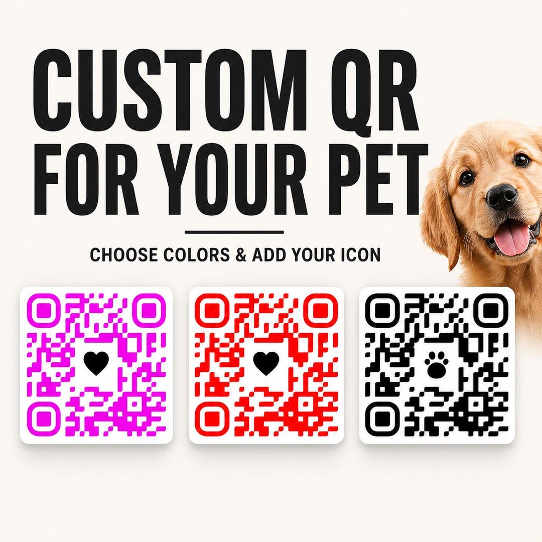 Pet Code Logo Qr Pet ID Tag Custom Design, Personalized Pet ID QR Code, Dog Cat ...