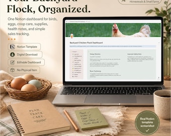 Backyard Chicken Flock Dashboard, Egg Tracker, Coop Care Planner (Digital Download)
