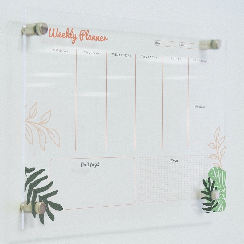 Life Planner Acrylic Weekly Planner Wall Calendar Custom Text Family