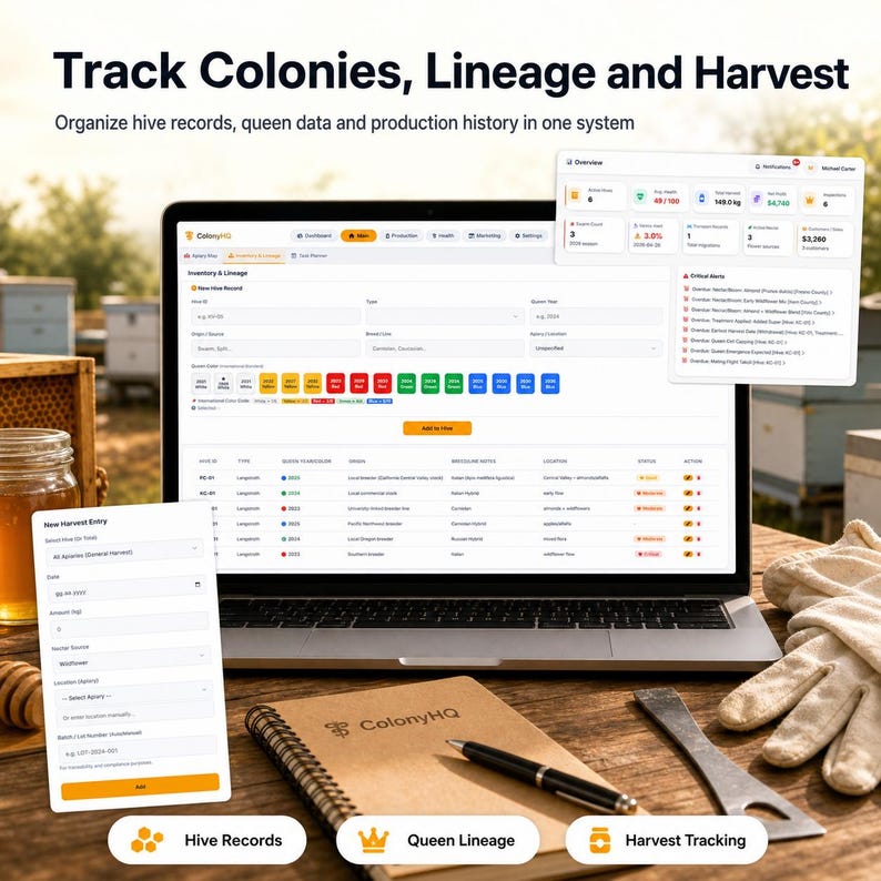 Hives Tracking Beekeeping Web App Template: Hive Inspections, Honey Yield & Apiary ...