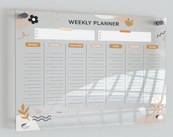 Premium  Acrylic Weekly Planner, Dry Erase Weekly Calendar, Family Calendar for Wall, Notes, To Do List with Marker