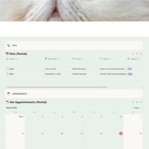 Puede incluir: Interfaz de panel de control para mascotas con un dise&ntilde;o en verde claro y blanco. Incluye secciones para navegaci&oacute;n, mascotas, citas veterinarias, seguimiento de alimentaci&oacute;n y entrenamiento. El texto "Pet Dashboard" est&aacute; en la parte superior.