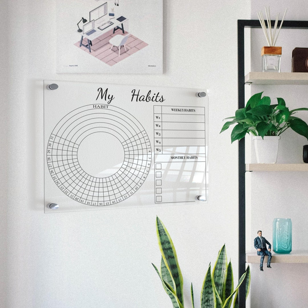 Habit Tracker for Wall Personalized Acrylic Habit Tracker Dry Erase