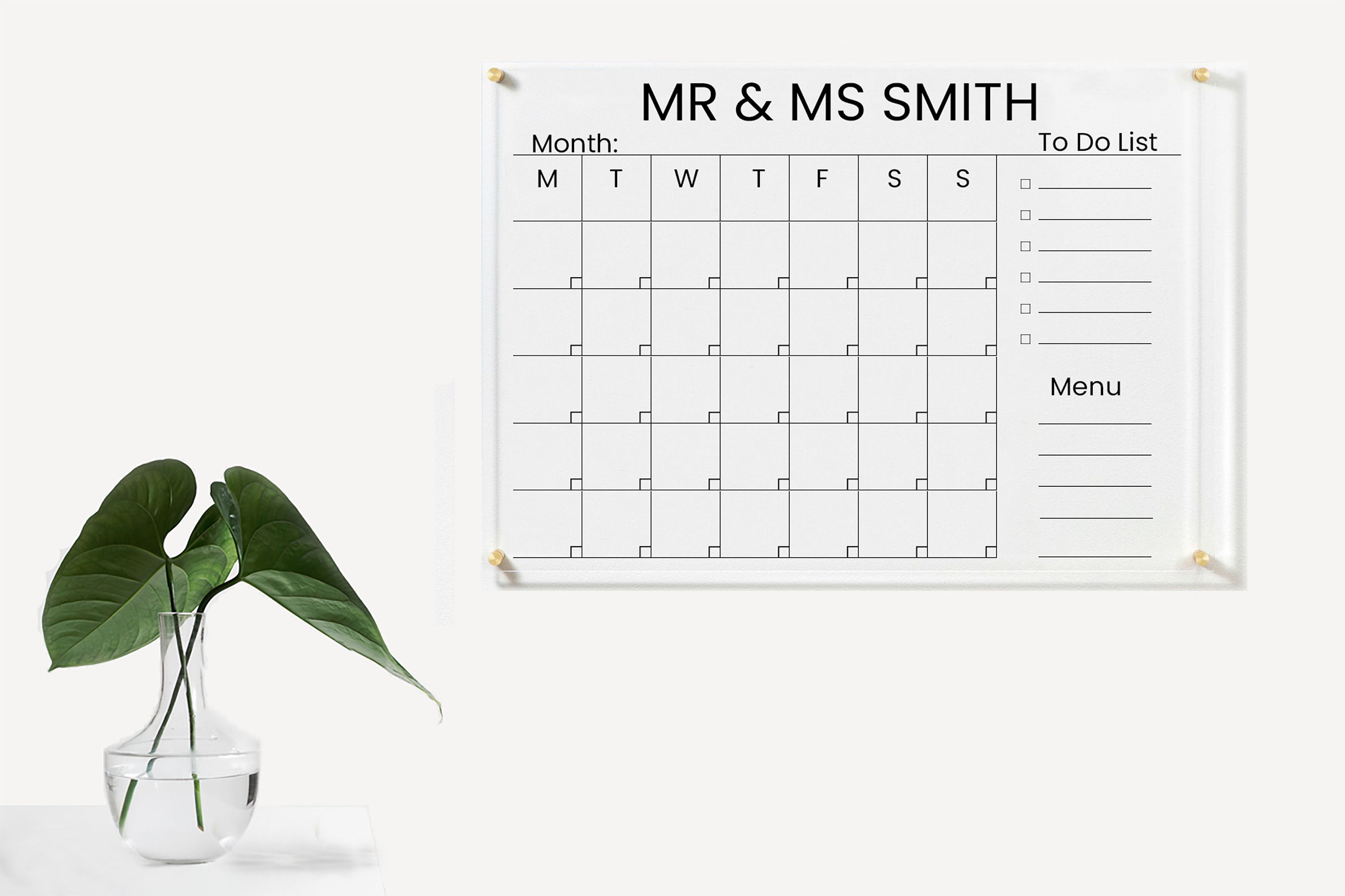 Premium Acrylic Family Planner, Large Wall Calendar, Custom Text Family