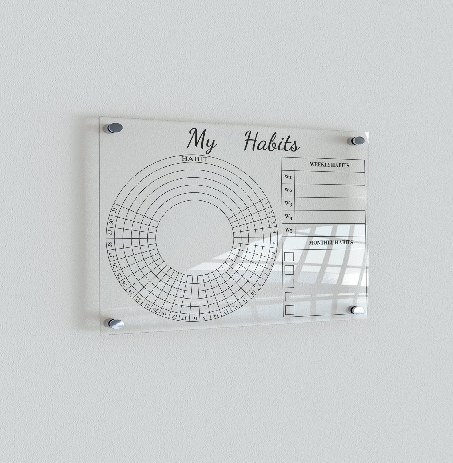 Habit Tracker for Wall Personalized Acrylic Habit Tracker Dry Erase