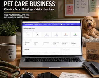 Administrador de negocios para cuidadores de mascotas, aplicación de reservas y facturación en tiempo real, sin cuota mensual, acceso instantáneo.