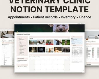 Veterinary Clinic Notion Template: Appointments, Patient Records & Inventory