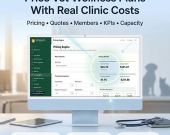 Vet Clinic Wellness Plan App: Pricing Calculator & Quote Dashboard Template