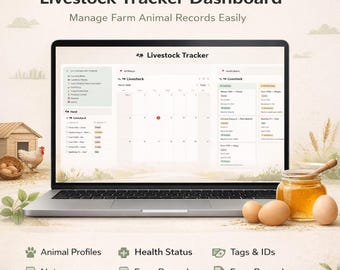 Livestock Record Notion Template: Farm Animal Health & Inventory Tracker