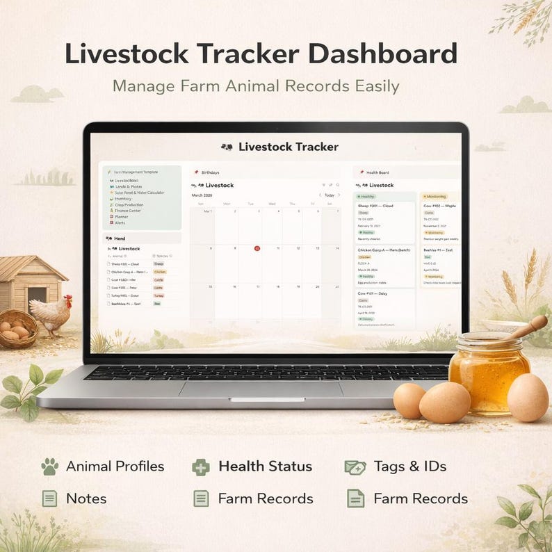 Manage Farm Animal Records Easily

• Animal Profiles
• Health Status
• Tags & IDs
• Notes
• Farm Records