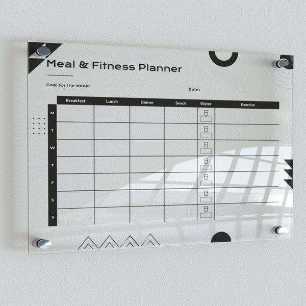 Fitness Planner Schedule | Workout Daily Meal Planner | Weekly Fitness Habit Tracker Planner Log Kit | Acrylic Wall Workout Tracker