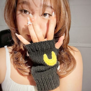 Luna Hand Warmers - Cat Paw and Moon -  Knit and Crochet Pattern - Fingerless Gloves