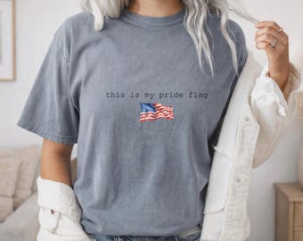 Camiseta con la bandera del orgullo estadounidense, camiseta patriótica americana, camiseta de algodón teñida en prenda.