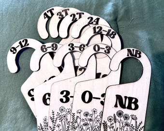 Wildflower Baby Closet Dividers: Laser-Engraved Birch, Newborn-4T