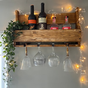 Wall mounted home bar, Drinks shelf, Gin Rack, wine rack.