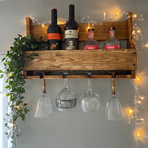 Wall mounted home bar, Drinks shelf, Gin Rack, wine rack.