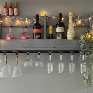 Rustic Wine Rack, Wall Mounted Home Bar, Laura Ashley colours.