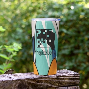 Tumbler Mug Mockup 20 oz Stainless Steel Rustic Wood Fence Rail Outdoors w/ easy Smart Layer PSD plus JPEG digital files