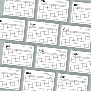 Monthly Blank Editable Calendar Simple Calendar Horizontal Printable ...
