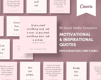 90 Editable Motivational and Inspirational Quotes for Instagram Posts | Minimal Templates | Quote Packs | Boss Babes | Women Empowerment