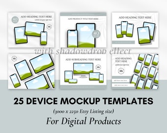25 Device Frames Mockup Template | Editable and customizable | Ideal and perfect for sellers who sell digital products | ETSY LISTING, KDP