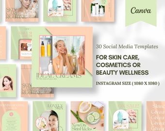 Editable Social Media Instagram Post Canva Templates for Bloggers, Small business, Beauty Skin Care, Wellness, Coaching, Content, Branding