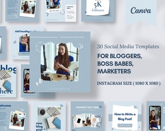 Simple Blue Instagram Engaging Post Editable Templates for Bloggers, Coaches, Content Creator, Marketer or Social Media Influencer
