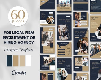 Social Media Bundle Templates | Hiring | Recruitment | Agency | Realtor | Instagram Templates | Canva Templates | Instagram Posts