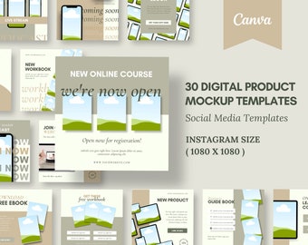 Canva Mockup, Social Media Templates for your Podcast, Courses, ebooks, lead magnets, planners, workbooks. Canva templates