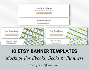 Etsy Banner mockup templates. Editable and customizable - ideal and perfect for sellers who sell ebooks, books and planners.