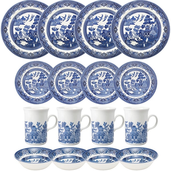 Churchill / Queen's Blue Willow 16 Piece Dinner Set