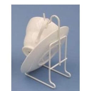 Wire Metal Hanging Cup & Saucer Stand - White