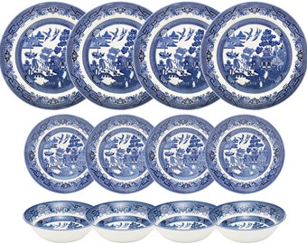 Churchill / Queen's Blue Willow 12 Piece Dinner Set