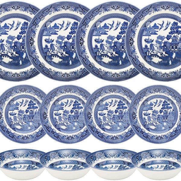 Churchill / Queen's Blue Willow 12 Piece Dinner Set