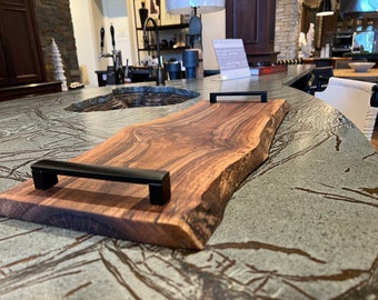 Live Edge Walnut Charcuterie Tray with Handles, Walnut Charcuterie Board, Birthday Present/Mother/Fathers Day Gift