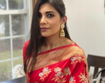 Red Banarasi Saree - Etsy