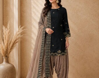 Embroidered Georgette Salwar Kameez: Bollywood Wedding Party Dress