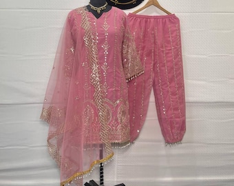 Salwar Kameez de georgette bordada: vestido de fiesta de boda pakistaní