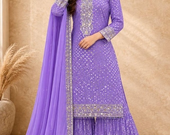 Embroidered Georgette Salwar Kameez: Pakistani Wedding Party Dress