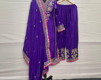 Purple Sequin Embroidered Salwar Kameez: Pakistani Wedding Sharara