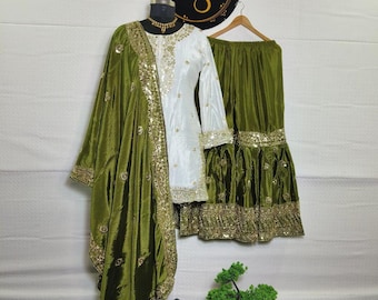 Bestickter Pailletten Salwar Kameez: Pakistanischer Hochzeitsanzug
