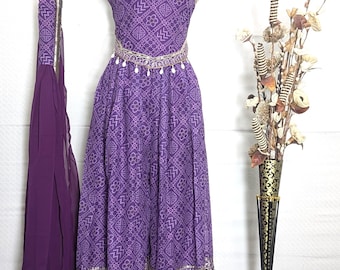 Purple Indo Western Salwar Kameez Sequin Embroidery Bollywood Party Dress Pakistani Suits