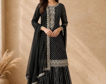 Embroidered Georgette Salwar Kameez: Pakistani Wedding Party Dress