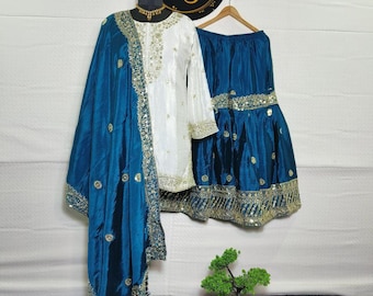 Bestickter Pailletten Salwar Kameez: Pakistanischer Hochzeit Party Palazzo Anzug